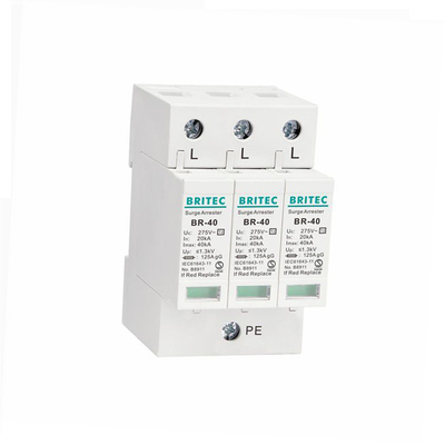 BR-40 1P+1 40kA Tipe 2 Perangkat Perlindungan Surge Arrester Singel Phase Lightning Protection spd