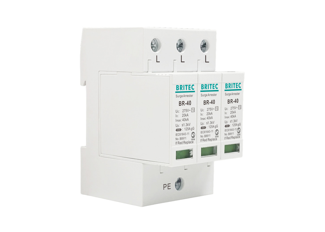 Perangkat perlindungan tegangan rendah Tipe 2 3P 40kA AC Surge Protector