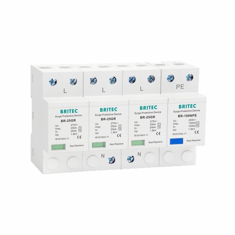25KA 3P+NPE T1 Kelas I Surge Protector Type 1 SPD Energi Tinggi