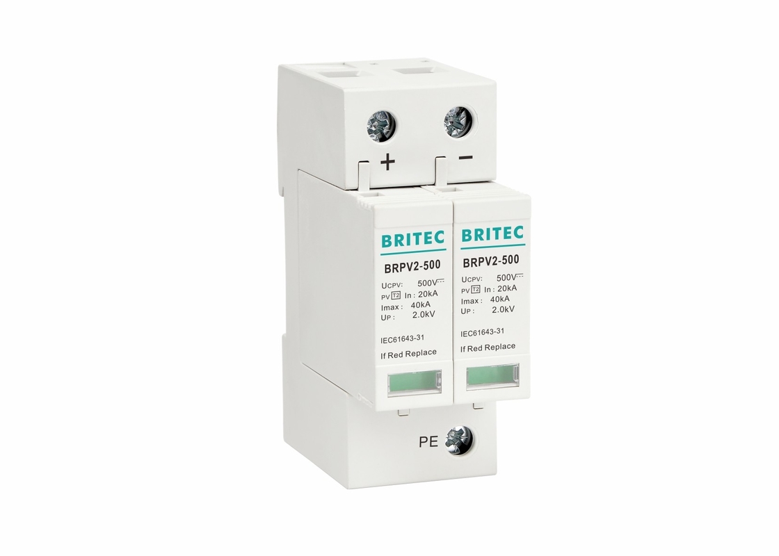 2P Pv Surge Protection Device 40KA DC Surge Protector 500V Untuk Sistem Surya PV