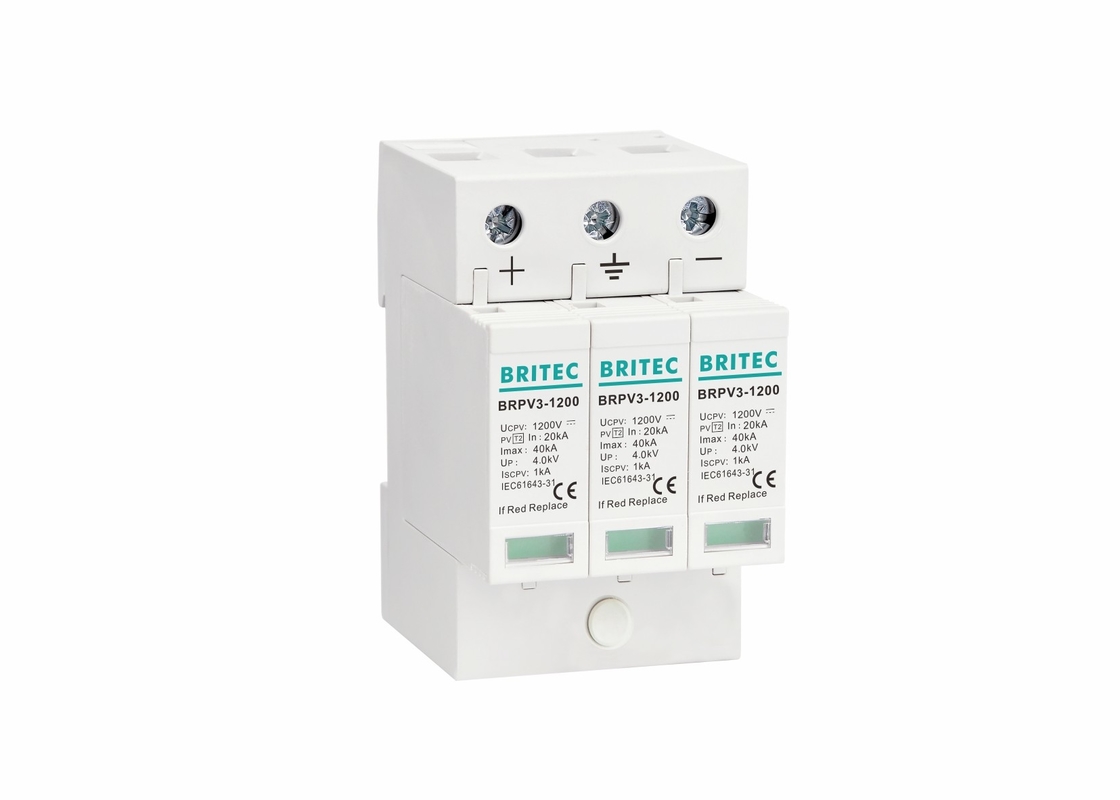 Mini Pv Dc Surge Protection Perangkat 3p Solar Spd 1200v Dc Surge Arrestor
