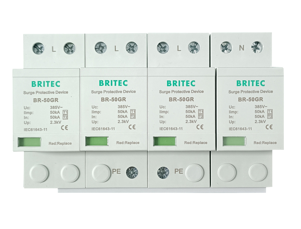 BR-50GR 4P AC Perlindungan cahaya China tipe 1 alat perlindungan lonjakan Spd spd t1 t2 tipe 1 surge arrester