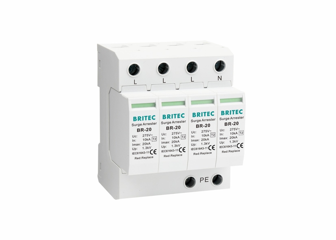 AC 4P Type 2 20kA Lightning Protector Seluruh rumah SPD Surge Protection Device