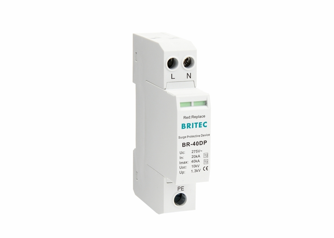 40kA 275V Single Phase 2P Type 2 + 3 Kelas II + III Surge Arrestors BR-40DP 2P