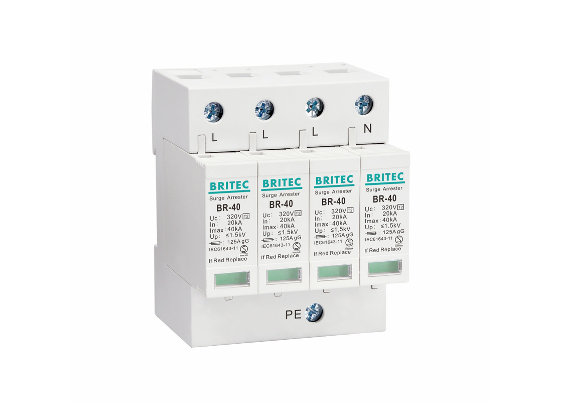 SPD T2 320V 4P 40KA Tipe 2 Surge Protector Perlindungan Petir