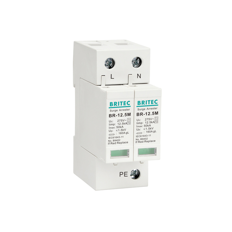 BRITEC BR-12.5M 2P 12.5kA Single Phase SPD penangkal petir perangkat pelindung lonjakan petir