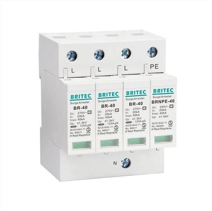 BR-40 3+1 T2 tuv tipe 2 alat perlindungan gelombang surge Surge Arrester penangkal petir penangkal petir penjaga surge absorber SPD