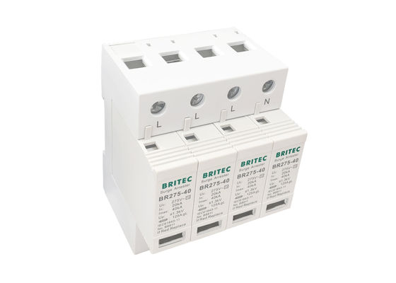 AC 275V SPD Power Surge Protection Device dengan arus debit maksimum 40KA dan indikator visual mekanis 4 kutub