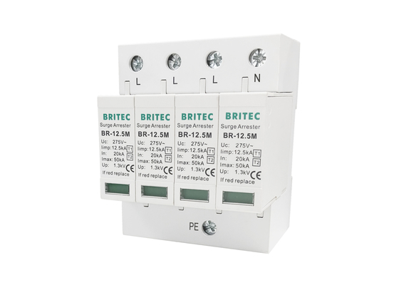 AC 275V 12.5KA Power Surge Protection Device 4P Three Phase Power Supply Lightning SPD
