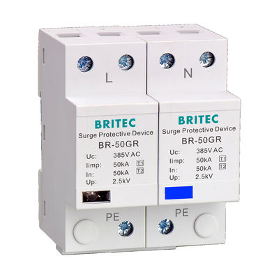 BR-50GR 385 1P 50kA Ac Din Rail Tipe 1 Perangkat Pelindung Surge surge Arrester SPD spd t1 t2 ac