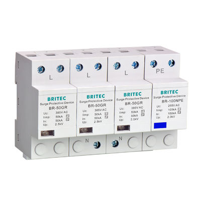 BR-50GR 385 1P 50kA Ac Din Rail Tipe 1 Perangkat Pelindung Surge surge Arrester SPD spd t1 t2 ac