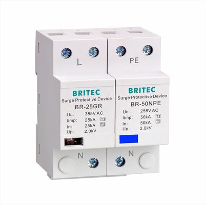 BRITEC BR-50GR 275 2P Spd 50kA Tipe 1 Perangkat Perlindungan Surge Ac Din Rail Surge Arrester pelindung guntur