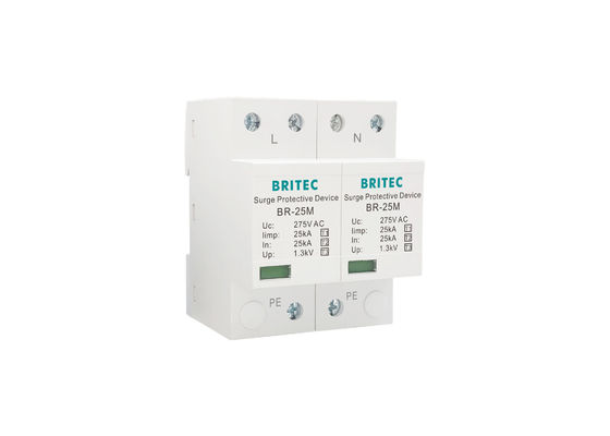25kA 275V Din Rail Surge Arrester SPD Single Phase Surge Protector dengan teknologi MOV