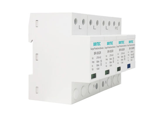 Kelas I T1 50KA 3P+NPE Surge Protector 150V / 275V / 320V SPD Energi Tinggi
