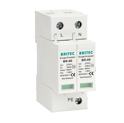 BR-60 3P+1 T2 Tipe 2 Surge Arrester Lightning Thunder Protector Perangkat lonjakan Spd