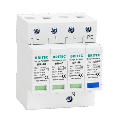 BR-40 4P 40kA 4 Pole 3 Phase tuv ac surge arrester surge Absorber Protection spd 275v pelindung surge petir