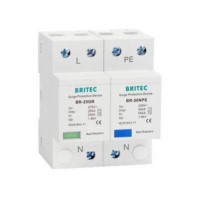 25kA Tipe 1 Surge Protector 275V T1 10/350us Perangkat Perlindungan Surge