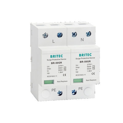 BR-50GR 3P+N Tipe 1 Surge Protection Device Kelas 1 AC SPD 50ka Thunder Lightning Arrester SPD Tipe 1 dan 2