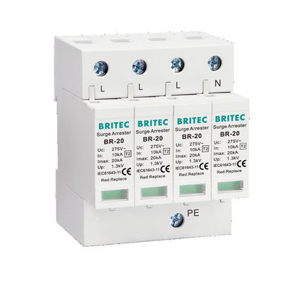 BR-20 4P Kelas 2 Surge Protective Device Lightning Arrester 3 Phase Thunder SPD tipe 2 Surge Protection Device Überspannung schutz ac surges 40ka