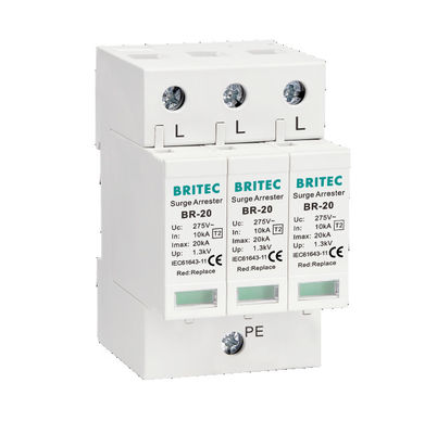 BR-20 4P Kelas 2 Surge Protection Device Lightning Arrester 3 Phase Thunder SPD tipe 2 Surge Protection Device Überspannung schutz ac surges 40ka low voltage surge protector