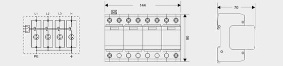 BR-25GR 4P SPD Perangkat Perlindungan Petir Lonjakan DIN Rail 35 Mm ac spd