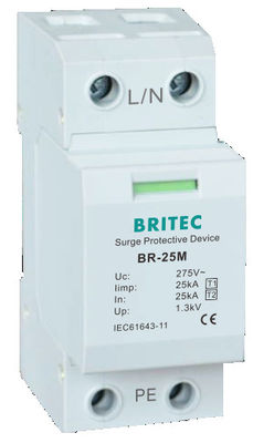 BR-25M 3P+1NPE 25kA T1+T2 varistor penangkal lonjakan arus B+C Tegangan Rendah 3 Fase AC Spd Pelindung Petir