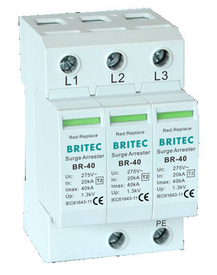 BRITEC BR-40 4P Surge Protection Device Three Phase Spd Lightning Protection Arrester China Produsen Perlindungan Surge