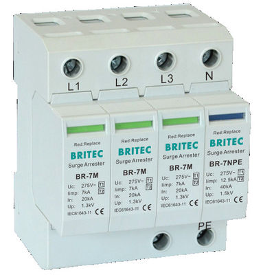 BR-7M 3P+1 T1+T2 Surge Arrester B+C Perangkat Perlindungan Surge Sambaran petir