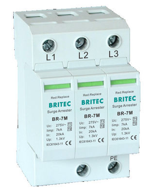 BR-7M 3P+1 T1+T2 Surge Arrester B+C Perangkat Perlindungan Surge Sambaran petir