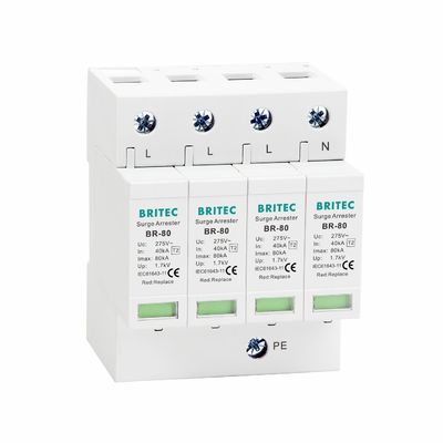 BR-80 4P Tipe 2 Surge Protection Device SPD 80KA 4P Surge Protector untuk perlindungan petir