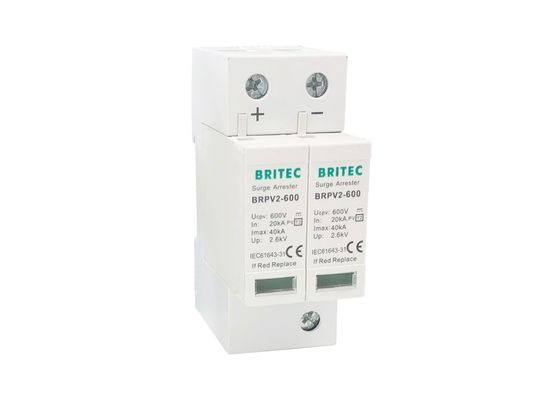 40kA DC 600V Pv Surge Arrester 35mm Din Rail Surge Protection Device