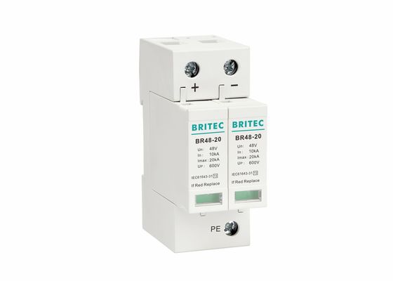 20 KA Kelas II DC Surge Protection Device DIN Rail 48V SPD Dengan Sertifikat CE