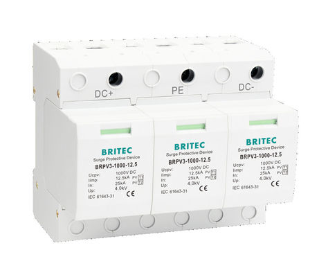Perangkat Proteksi Lonjakan Arus DC BRPV3-1000 dengan Tegangan Maksimum DC 1200V, Desain Modular Plug-in, Proteksi Lonjakan Arus DC