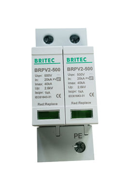 600V Tipe 2 / Kelas II PV Surge Arrestor dengan bahan termoplastik untuk perlindungan petir
