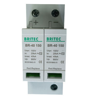 600V Tipe 2 / Kelas II PV Surge Arrestor dengan bahan termoplastik untuk perlindungan petir