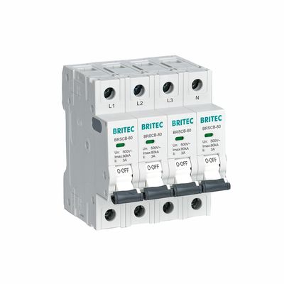 BRSCB-80 4P Surge Protection Device Class II 80KA Dedicated Backup MCB yang dirancang khusus untuk Surge Arrester SCB