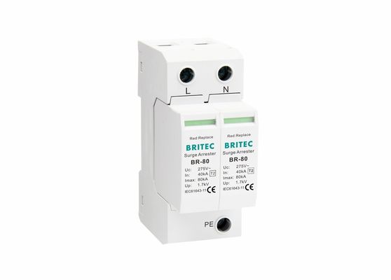 80ka 2P 275V AC Kelas II Lightning Protection Surge Protector Arrester