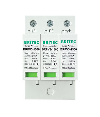 BRPV3-1500 Tipe 2 Surge Arrester Perlindungan Sistem Surya 1500V DC PV Surge Protector Spd