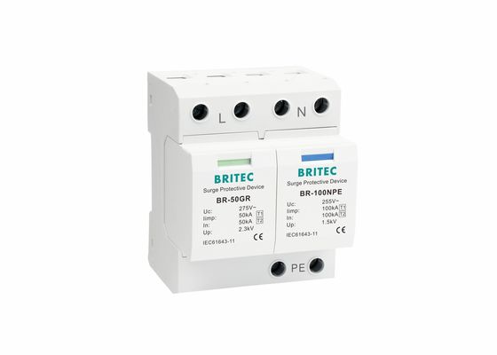 Anti petir Tipe 1 1P+NPE IP20 IEC61643-11 Perangkat Perlindungan Surge