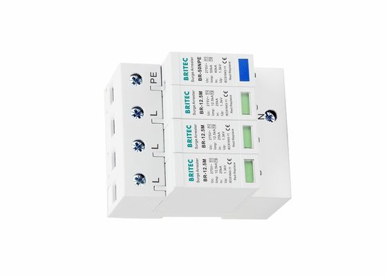 Kelas CE B + C 12.5KA Lightning Arrester Surge Absorber Arus Debit Tinggi