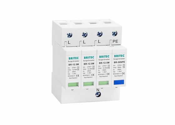 Kelas CE B + C 12.5KA Lightning Arrester Surge Absorber Arus Debit Tinggi