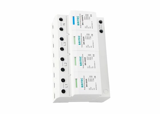 50kA Tegangan Rendah UL94-V0 3P+NPE Power Surge Arrester Surge Protector