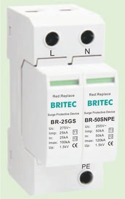 BR-25GS 1+1 Spd T1 25ka Surge Protector Proteksi Surge Petir Spark Gap Type Spd
