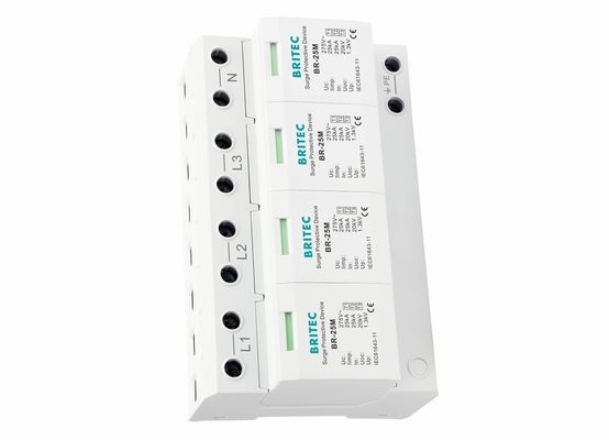 Thunder Arrester 4 Pole Type 1 Surge Protector Struktur plastik termal