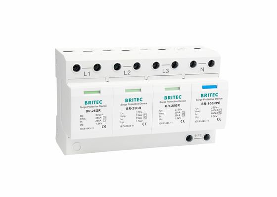 25KA Perlindungan Petir Surge Arrester Thermoplastic Tiga Fase Surge Protector