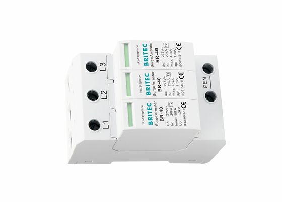 Perangkat Pelindung Lonjakan Tipe 2 3P IEC 61643 Kelas II 40kA untuk Perlindungan Petir