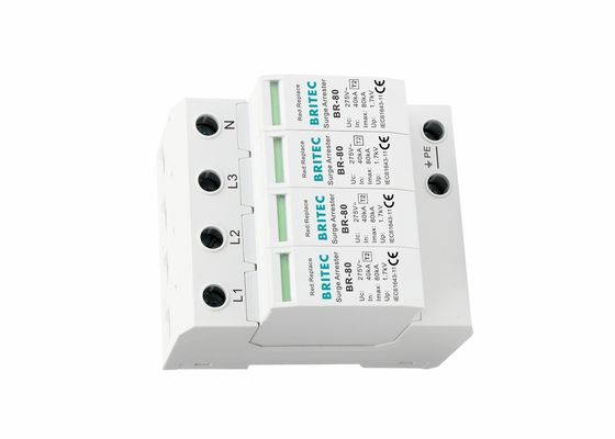 80kA 4 Pole Kompak Tipe 2 Surge Protector Cepat Tanggapan