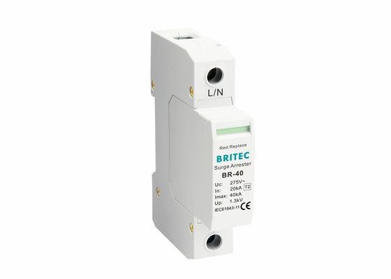 EN61643-11 40kA Tipe 2 Perangkat Perlindungan Surge 35mm Din Rail Lightning Protector