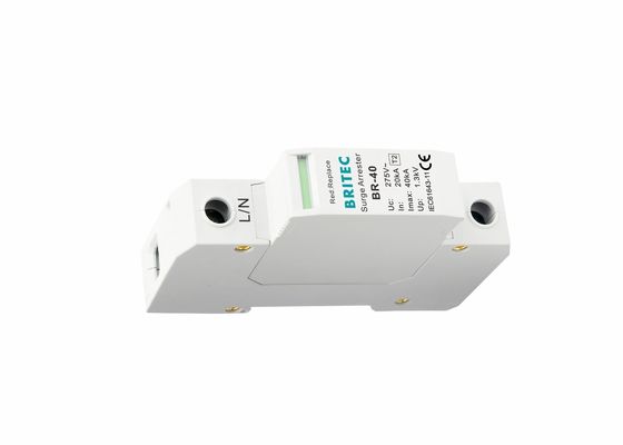 Perangkat Perlindungan Tambahan Tipe 2 40kA DIN Rail Lightning Arrester Garansi 5 tahun