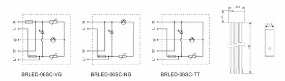 BRLED-06SC Perangkat Perlindungan Listrik LED 6kA 275V